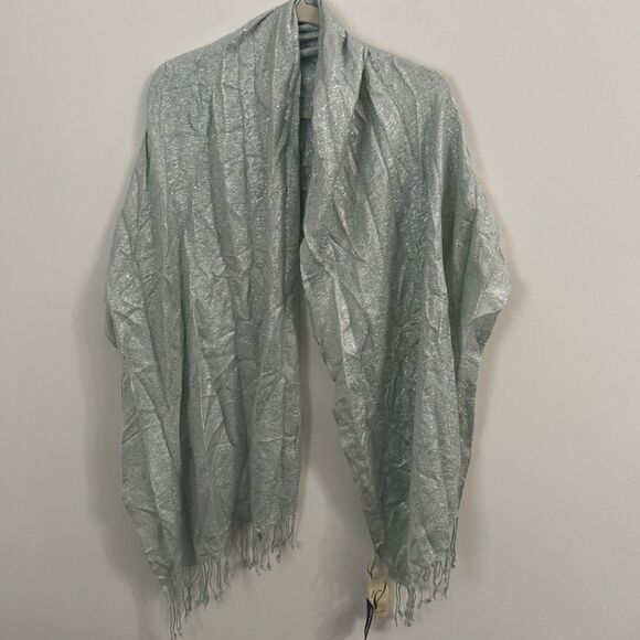Accessories - Collection 18 Mint Green Metallic Shimmer Scarf Fringe NWT